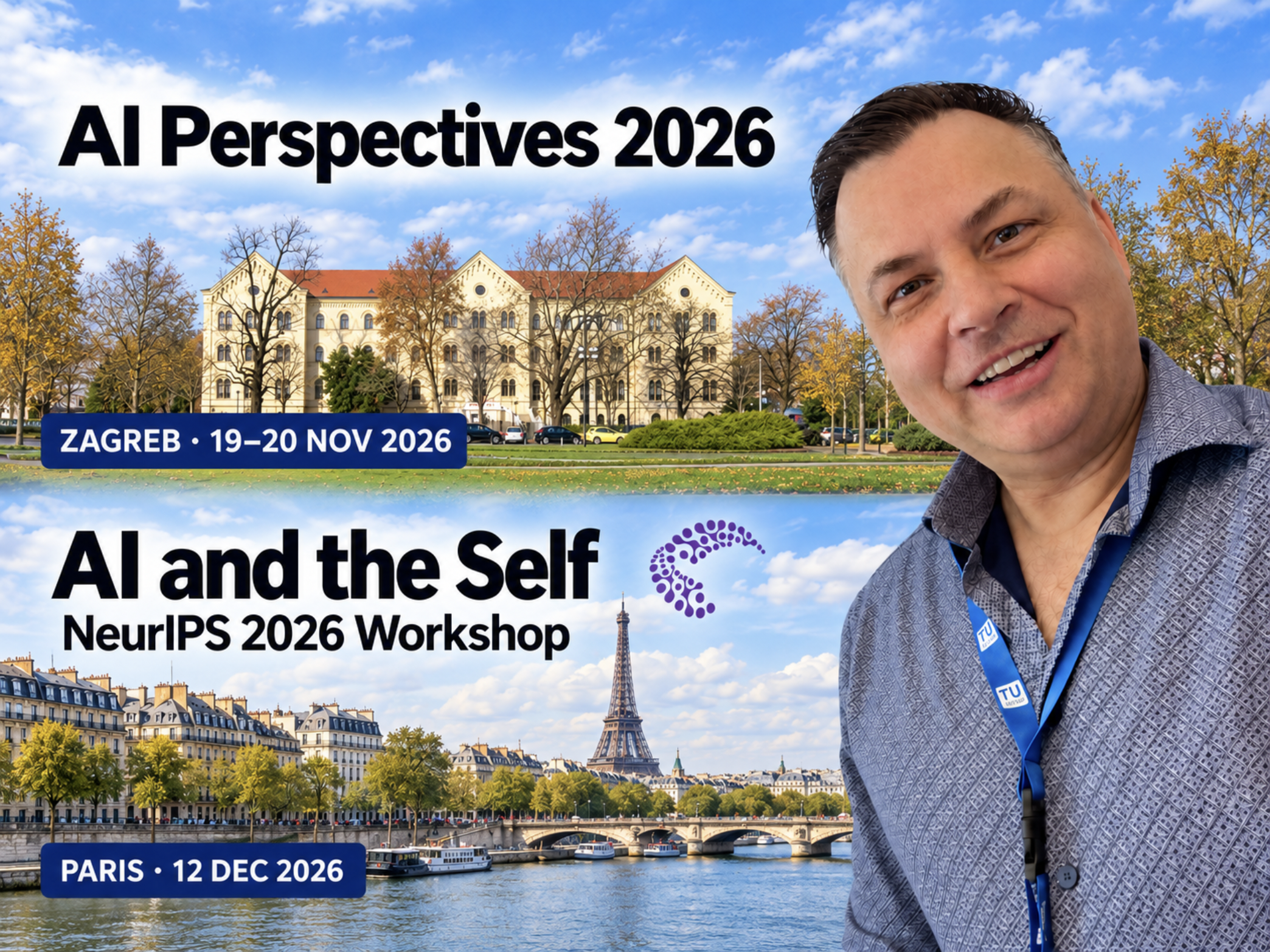 Николай Латанский: AI Perspectives 2026 в Загребе 19–20 ноября и AI and the Self, NeurIPS 2026 Workshop, в Париже 12 декабря